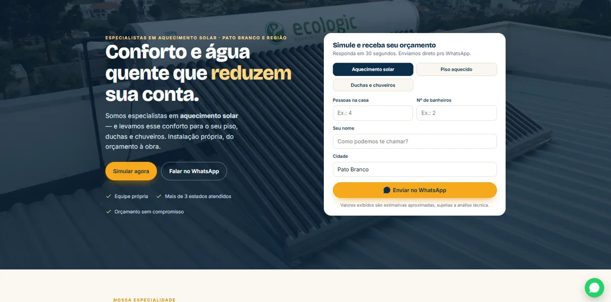 Página inicial do site Hupalo & Sarturi